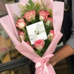 باقة الزيارة مع ربع كيلو شوكولات باتشي
